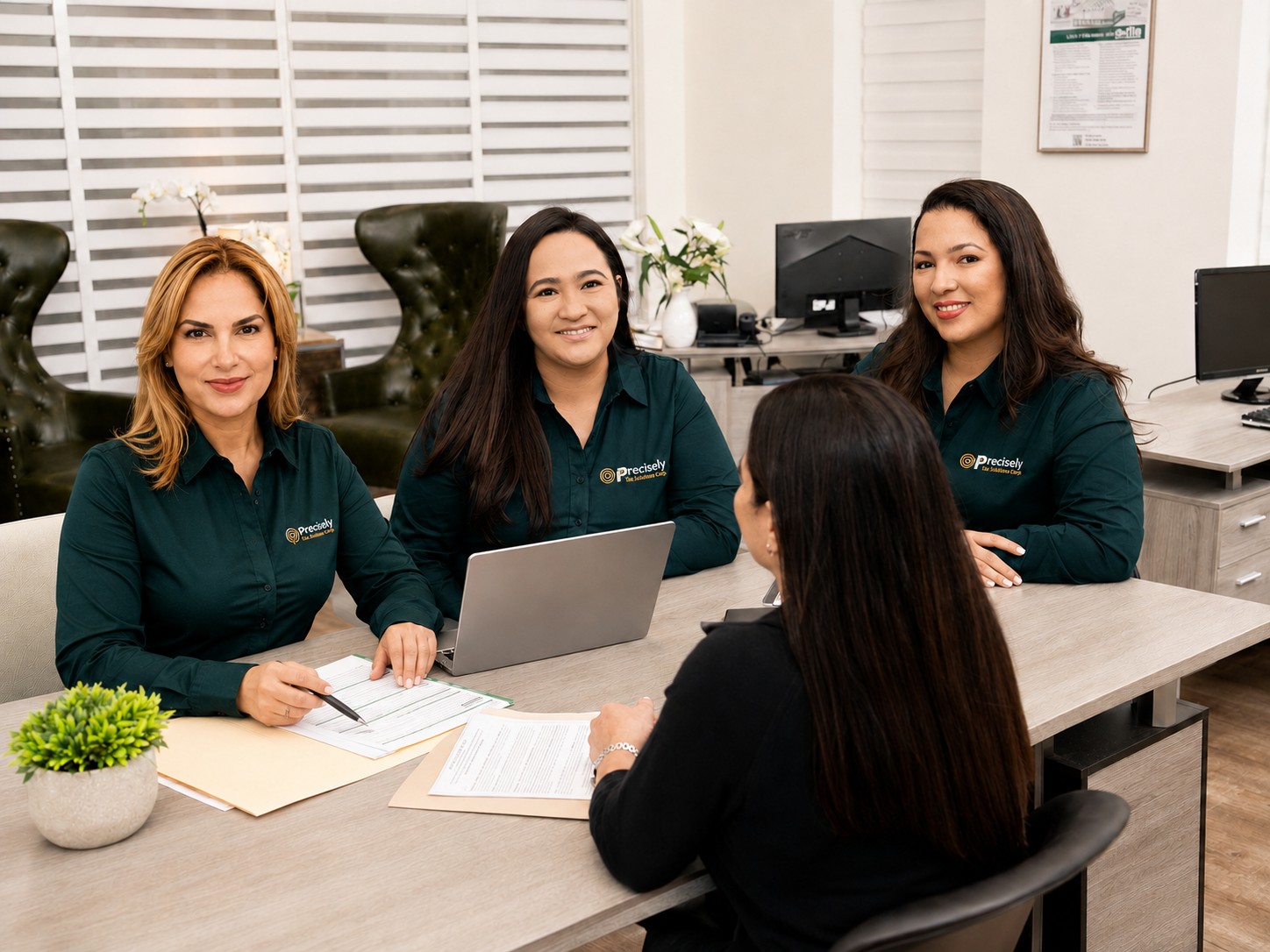 Tax professional consulting with client